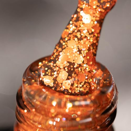 BURANO Glitter Gel Nail Polish, LED UV Nail Gel Shimmer Holographic Effect Soak off Curing Required Fall LP39