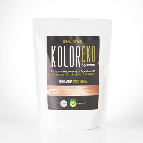 KOLOREKO Tinte natural RUBIO ARENA - cubre las canas, colorea y protege el cabello - Tinte ecológico 100% Herbal Bio