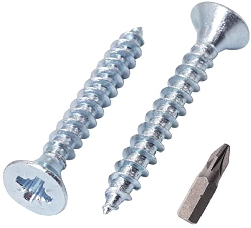 SKIR'CO (40 pièces) Vis à Bois Acier Zingué 4,0 x 30 mm, Tête Fraisée Pozidriv, Filetage PZ Entièrement Fileté, Vis pour Aggloméré