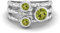 MOONEYE 0,70 Ctw-Runde Peridot Ring mit geteiltem Schaft, gehämmertes geteiltes Band, 925er-Sterlingsilber, Trio-Stein-Ring Sterlingsilber, 60