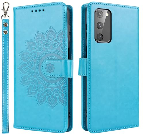 ELTEKER Handyhülle für Samsung Galaxy S20 Hülle, Klapphülle Lederhülle mit Kartenfäch Handytasche Schutzhülle für Samsung Galaxy S20, Blau