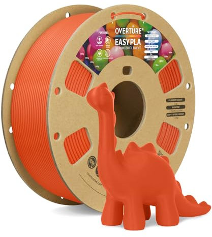 OVERTURE Easy PLA 1.75 mm 3D Druckerfilament, 1kg (2.2 lbs), Verstärkt Zähigkeit PLA, Maßgenauigkeit +/- 0,02 mm (Easy Orange)