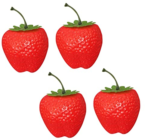 VINTORKY Mini-Vase 4 Stück Simulation große Erdbeere Blumenvase aus Kunststoff Fruchtmodell Spielzeuge Dekor künstliche Erdbeere lebensechte Früchte gefälschte Erdbeeren Requisiten