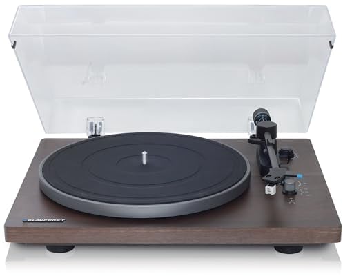 Blaupunkt TT 200 TX Plattenspieler mit Deckel, gefedertes Gehäuse, Plattenspieler mit Audio Technica MM System, Turntable, 2 Geschwindigkeiten, Abschaltautomatik, Antiskating, Riemen-Antrieb