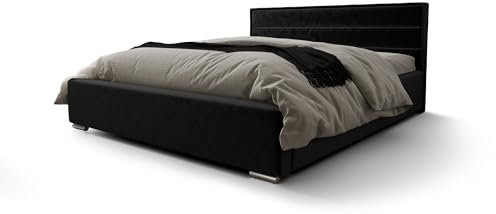 Verona Idee Polsterbett Toronto mit Lattenrost Holzrahmen Bettkasten 5 Größen viel Farben Auswahl 120 x 200cm SCHWARZ