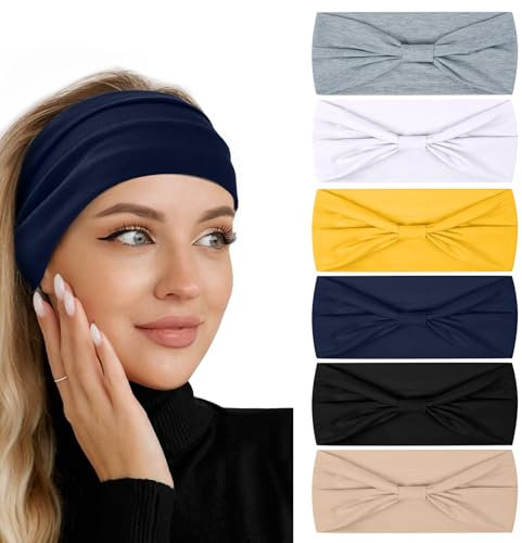 flintronic Lot de 6 Bandeaux élastiques pour Femme avec nœud Papillon - Accessoires pour Cheveux pour Le Sport et Le Fitness