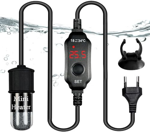 Aquarium Heizung, Mini Aquarium Heizstab, Tauchheizung Für Aquarien, Digital Aquariumheizer Mit LED-Anzeige Und Externem Einstellbarem Temperaturregler, Aquariumheizung Für Salzwasser, üßwasser (10W)