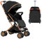 Poussette Bébé Légère et Compacte de 0 Mois à 4 Ans, Capacité de Charge Maximale de 25 kg, Poussette Pliable, Dossier Inclinable, Pliage Automatique en 1 Étape, Canopy-B-noir