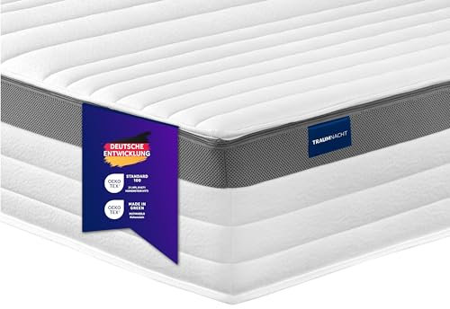 Traumnacht Premium 7-Zonen 500er Tonnentaschenfederkernmatratze, Härtegrad 3 (H3), 90 x 200 cm, Öko-Tex Zertifiziert, produziert nach deutschem Qualitätsstandard