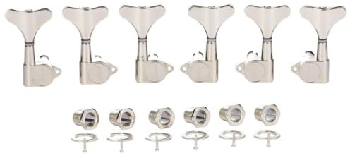 KAISH 6 Corde 3R3L 18:1 Sigillate Bass Tuners Bass Guitar Tuning Keys Tuning Machine Heads per Ibanez/Yamaha Style Acustico/Basso Elettrico Nickel