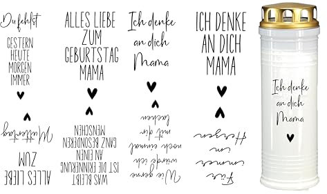 Fräulein Lotti | Wasserschiebefolie fuer Grabkerzen - Thema: Mama | Tattoofolie | schwarz DIN A5