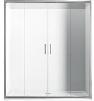IMPALLI Box Doccia H190 Cm Estensibile 148-151 Cm Porta Doccia Scorrevole 4 Ante Apertura Centrale Cabina Doccia Cristallo Temperato 6 Mm Finitura Trasparente Profili Alluminio Cromo Lucido (150)