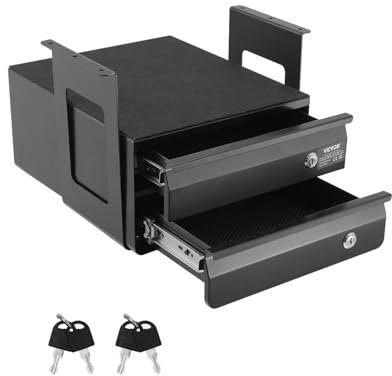 VEVOR Untertisch Schublade 365x335x250 mm, Unterbau Schreibtisch, versteckter 2-lagiger Aufbewahrungs-Organizer, abschließbare Bleistiftschublade für die Untermontage für Sitz-Steh-Arbeitsplätze