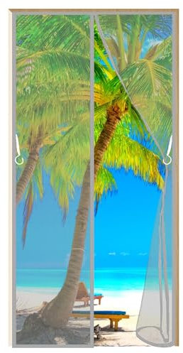 Pantalla de puerta de malla de insectos manos libres 100 x 240 cm y ajustable interior exterior doble puerta incorporada peso inferior para un uso fácil gris