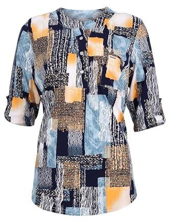 Malito - Damen Schlupfbluse - legere Stretch Bluse - Elegantes Blusenshirt mit 3/4 Arm - Basic Damenbluse 6666 - (Orange XL)
