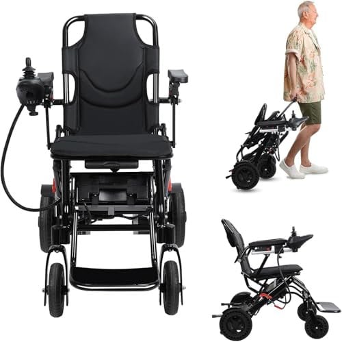 Bidbory Electric Wheelchair, Powered Lightweight Folding Electric Wheelchairs, 500W, 22kg,with Hand Brake and Anti-Tilt Rear Design, Scooter for Seniors