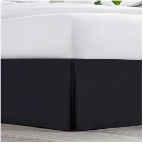 Cache-sommier plissé sur mesure en tissu résistant au rétrécissement et à la décoloration - 35,6 cm de hauteur (sans plate-forme) (noir, 180 x 200 x 35 cm)
