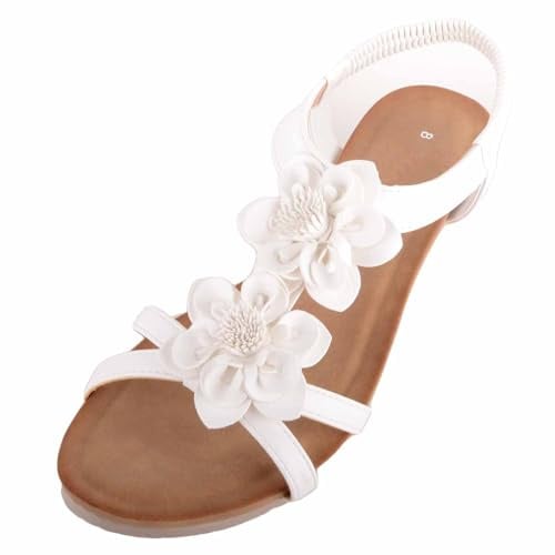 ABSOLUTE FOOTWEAR Womens Small Wedge Elasticated Back Strap Summer Floral Sandal
