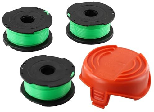 YUETTYY Línea de carrete de repuesto y cubierta de bobina, 3 carretes de recortadora de césped + 1 tapa para Black & Decker GL7033 GL8033 GL9035 kit de carrete de hilo de recortadora, carrete de