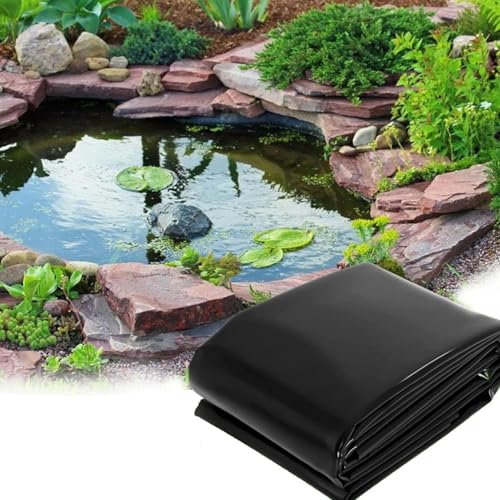 Revestimiento for estanque, lona flexible negra resistente for exteriores, for peces, koi y jardín acuático. Membrana impermeable de 4 x 6 m, 7 x 8 m y 8 x 10 m, lámina de plástico de polietileno.(5x7