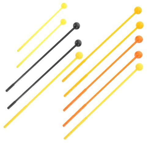 10 Stück Rhythmusstäbe für Junge Mädchen aus Kunststoff mit Runden Köpfen | Glockenspiele und Klangstäbe, 31cm Länge, 27cm und 19cm Varianten, Farbig Sortiert