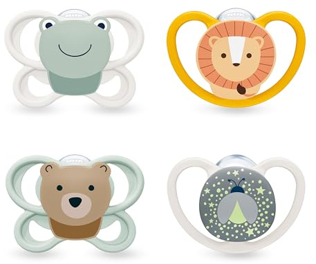 NUK Perfect Match Air Baby Dummies | 0-6 Months | Orthodontic Soothers that Promote Air Flow & Prevent Drool Rash | 95% Baby Acceptance** | Assorted | 4 Count