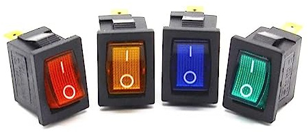 Interruptor de palanca, mini interruptor 3 pines for tablero, encendido y apagado, iluminado, con control luz