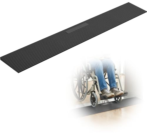 FACHNUO Gummischwellenrampe, 2 cm Höhe, 90 cm Breite, 1500 kg Tragfähigkeit, verstellbare und zuschneidbare Rollstuhlrampe für Türschwellen, Bordsteine, Badezimmer, Scooter und Kehrgeräte