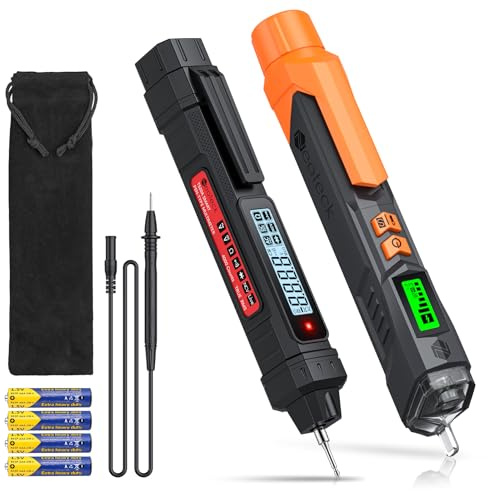 Neoteck 2-in-1 Voltage Tester Pen & Pen-type Multimeter Kit, Non-Contact AC Voltage Detector 12–1000V with Adjustable Sensitivity, TRMS 4000 Counts Auto-Range Multi Meter, Live Wire Test