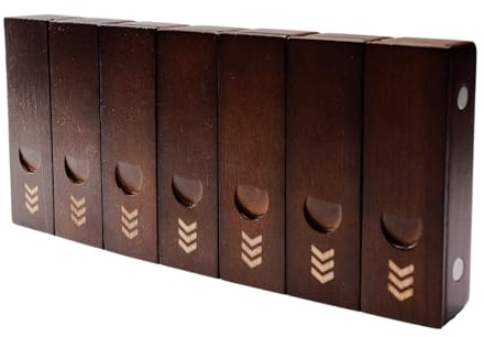 Lind Design Magnetische Pillenbox Holz (7 Tage) - Modular & Zusammensteckbar. Design Tablettenbox & Medikamentendosierer für Reise & Alltag (Braun)