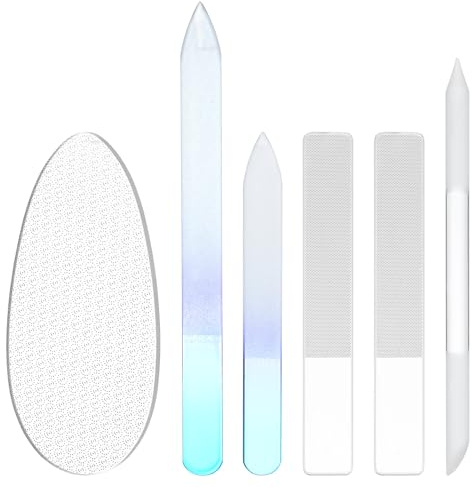 6 Pack Glass Nail File Shiner Buffer Set Glass Nail Files for Natural Nails Fingernails Toenails Foot Scrubber Cuticle Callus Remover Foot Care Manicure Pedicure