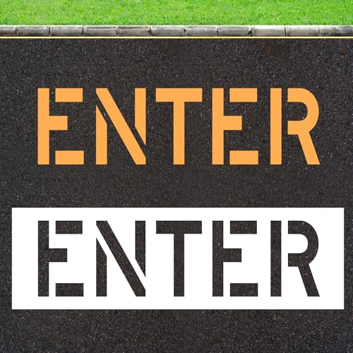 12 Inch Enter Pavement Stencil, 16x52 inch Large Parking Lot Stencil, Heavy Duty Silicone Mold for Asphalt & Concrete, Reusable Paint Template for Roads & Warehouses (White, 1mm Thick)