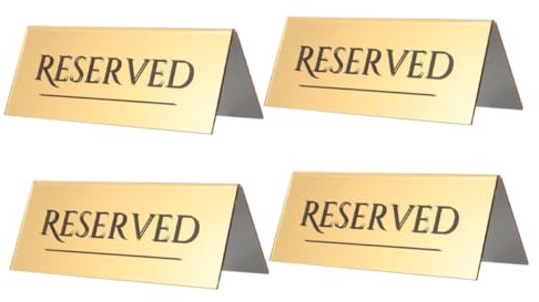 BRIGHTFUFU Lot de 4 Panneaux Réservés en Acrylique Or pour Mariage Champêtre, Gestion des Sièges, Usage Polyvalent, Style Simple et Élégant pour Événements Formels
