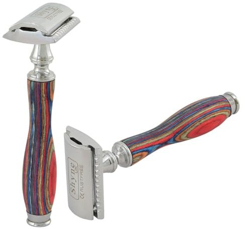 Printed Wooden Handle Safety Razor Double Edge Shaving Shaver (Blades not Included)