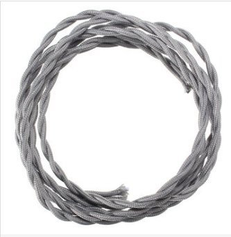 MASUNN 3M Vintage 2 Core Twist Trenzado De Tela Cable Eléctrico Cable De IluminACión-Gris