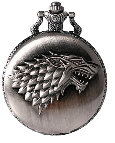 Taschenuhr Kinder Steampunk Wolf Wölfe Muster Mens Chain Schwarz Quartz Arabisch Ziffern Xmas Gift Taschenuhr für Männer