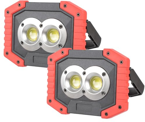 OTYTY Lot de 2 projecteurs de travail LED portables rechargeables avec base magnétique, batterie de 4200 mAh pour extérieur, camping, randonnée, urgence, réparation de voiture, éclairage de chantier