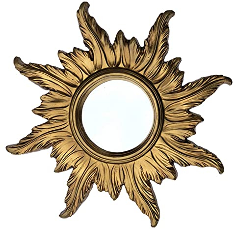Lnxp BAROCK ANTIK WANDSPIEGEL Sonne IN Gold 56x56 cm RUND RUNDER REPRO Spiegel Sun Zeitloses Design