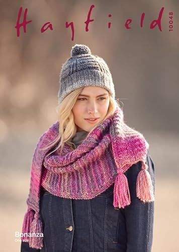 Hayfield Bonanza Chunky Knitting Pattern - 10048 Textured Hat & Scarf
