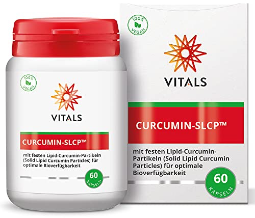 Vitals Curcumin SLCP - 60 Kapseln, vegan. Mit Solid Lipid Curcumin Particles (SLCP) für optimale Bioverfügbarkeit. Für Entzündungshemmung
