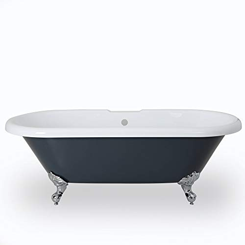 MILANO Stone Grey 1795 x 785mm Double Ended Freestanding Slipper Bath