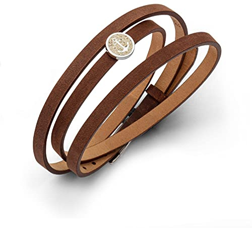 DUR Armband mit Sandelement Anker aus Sterling-Silber und Leder in der Farbe Braun, Maße: 58cm, A1597.SANDANKER