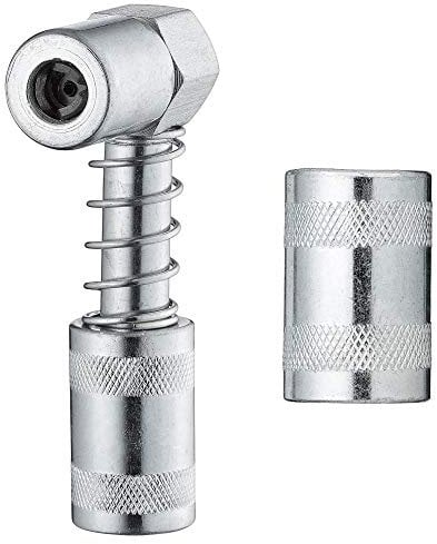 Slippery Pete - 90 Degree Grease Gun Coupler Snaps onto Grease Fittings in Tight Spaces