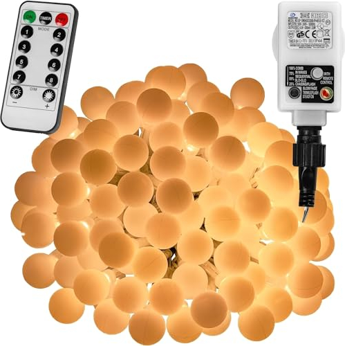 VOLTRONIC LED Partylichterkette, innen und außen, IP44, Fernbedienung, Größen- und Farbwahl, 200 LEDs, warmweiß