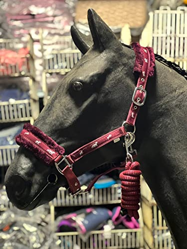 Equipride Halfter aus Nylon, mit Pferdemotiv, mit passendem Leinenseil, Bordeaux