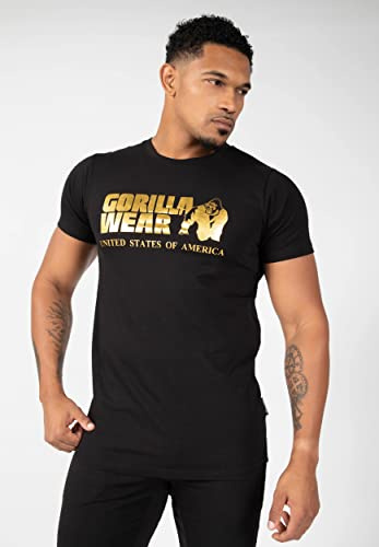 Gorilla Wear Classic T-Shirt - schwarz - klassisches Oberteil mit Logo zum Sport Alltag Training Workout Laufen Joggen bequem Normale Passform leicht aus Baumwolle bewegungsfreiheit groß