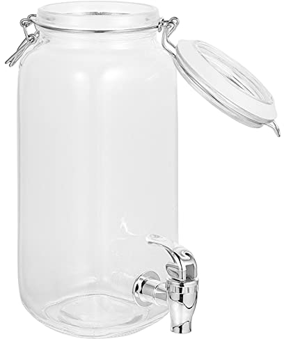 HEMOTON Distributeur de boissons avec robinet 2 l - Avec bouchon à étrier - Transparent - Distributeur de jus - Boissons - Cocktail - Vin - Bouteille de jus - Fête - Restaurant - Cuisine
