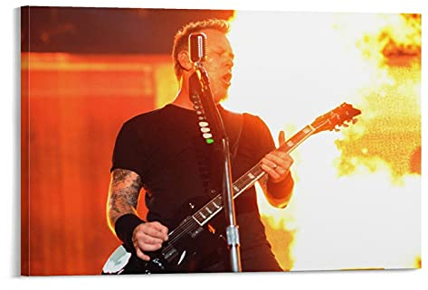 James Hetfield Metal Rock Music Fire Poster Wandkunstposter und Leinwand-Kunstdruck, modernes Familienschlafzimmer, ästhetische Dekoration, 60 x 90 cm