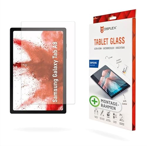 Displex Tablet Glass (9H) für Samsung Galaxy Tab A8, Eco-Montagerahmen L-Form, unzerbrechlich, ultra-dünn, unsichtbar