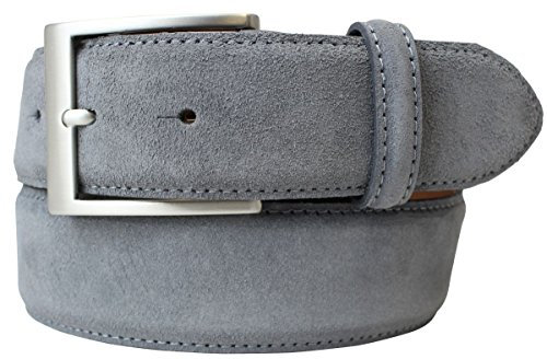 BELTINGER Hochwertiger Gürtel mit Edelstahl-Gürtelschnalle aus Veloursleder 4 cm | Velour-Ledergürtel für Damen Herren 40mm | Wildleder-Gürtel 4cm | Dunkelgrau 120cm